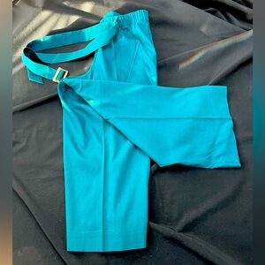 J. Jill Linen Wide Leg Crop Pants, Teal Green, Sz Medium